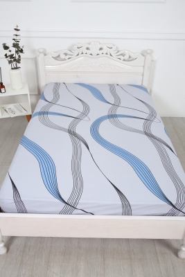 Простыня на резинке поплин Джаз серый