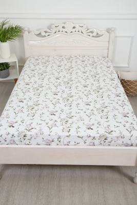 Простыня поплин Пиония белый